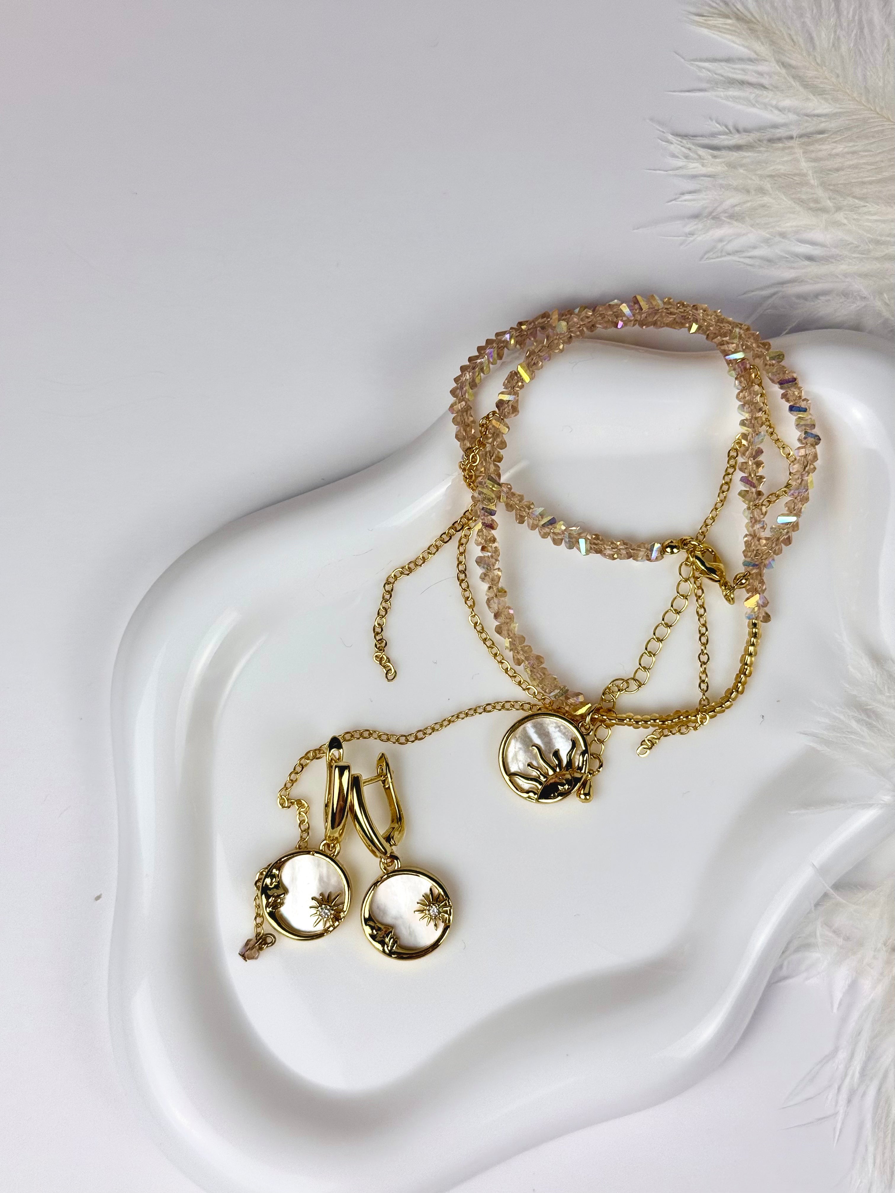 Blush Crystal Sun Pendant Choker