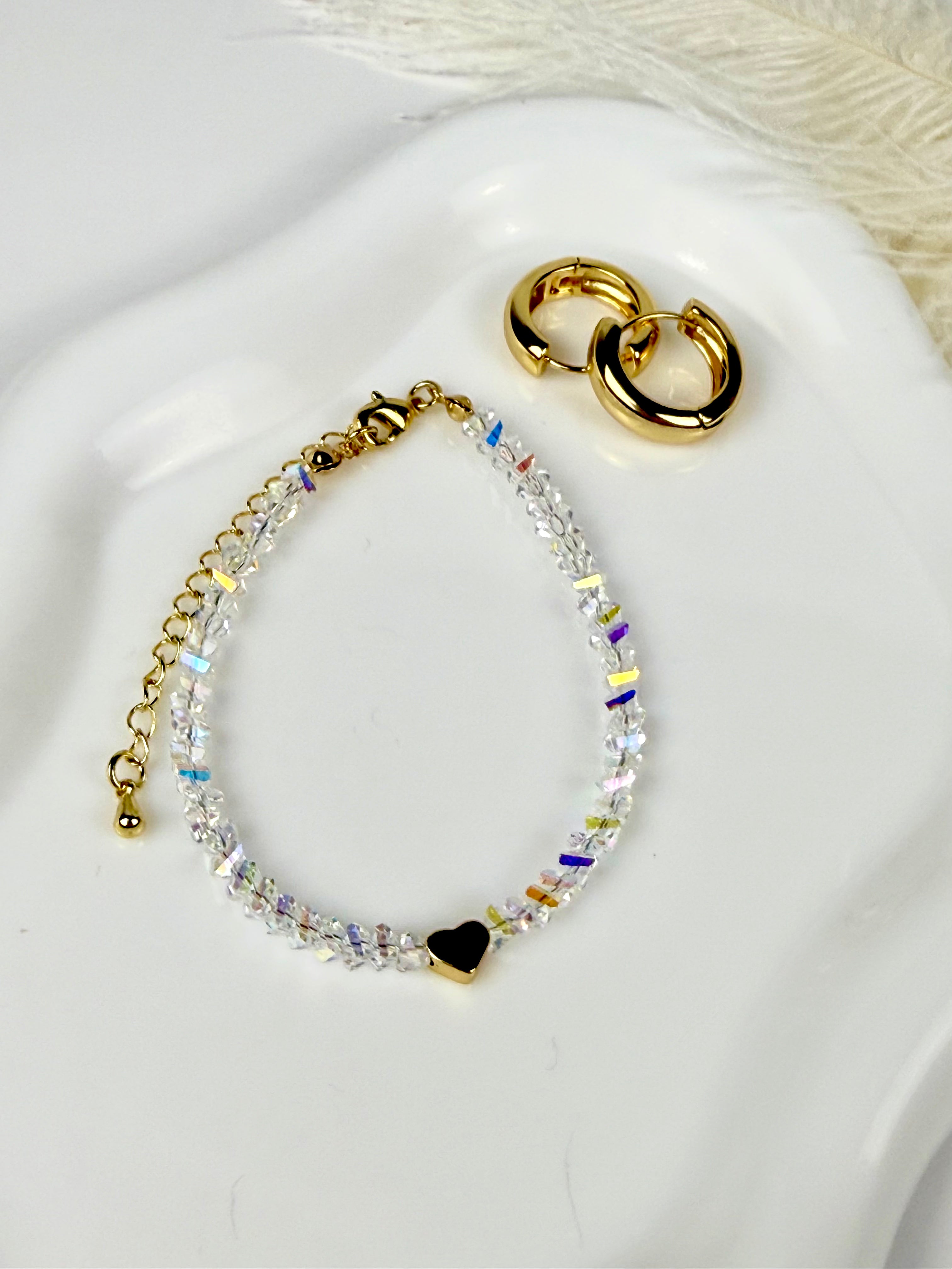 Elegant Clear Crystal Bracelet with Heart Charm