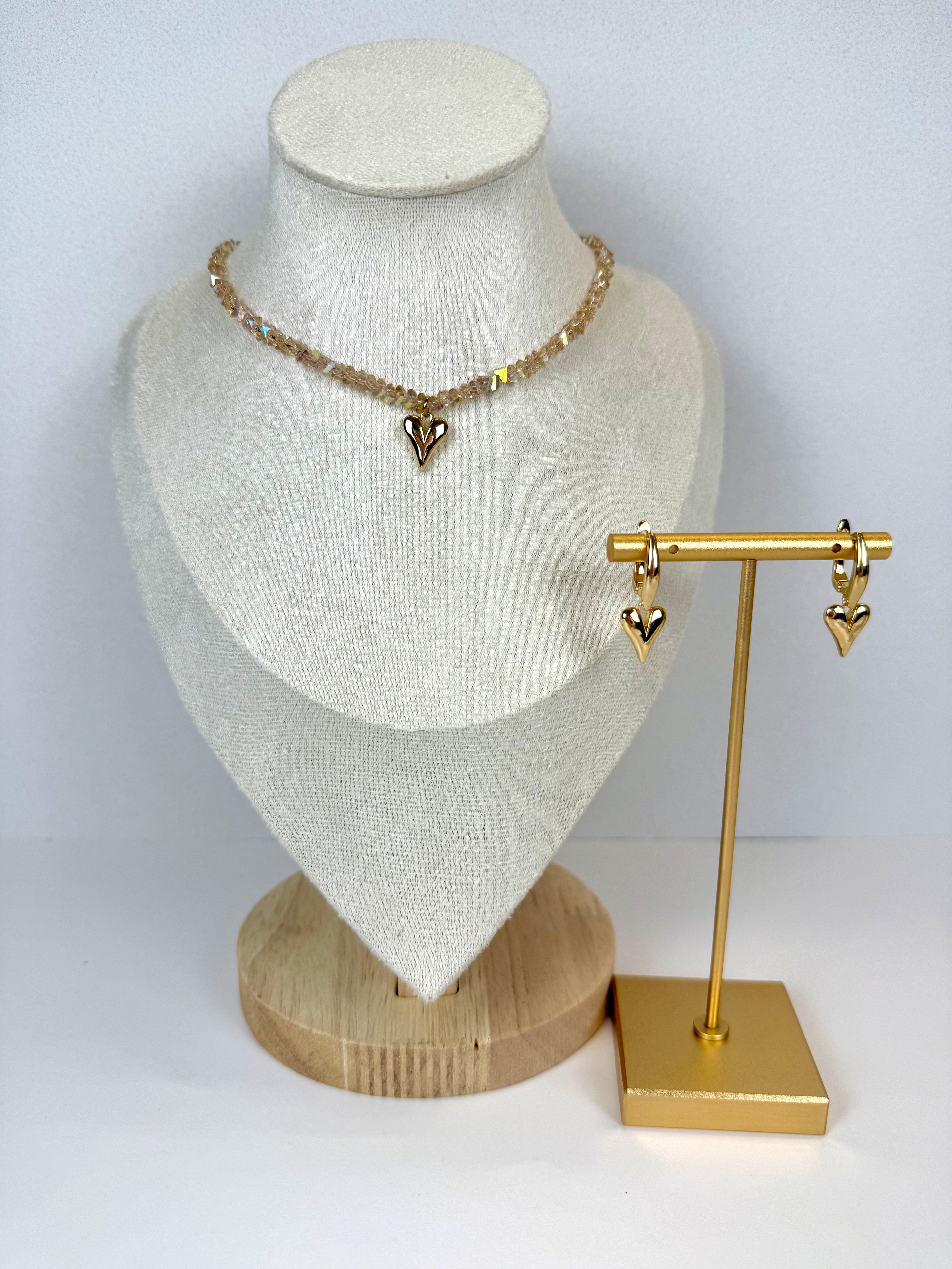 Gold Heart Charm Earrings
