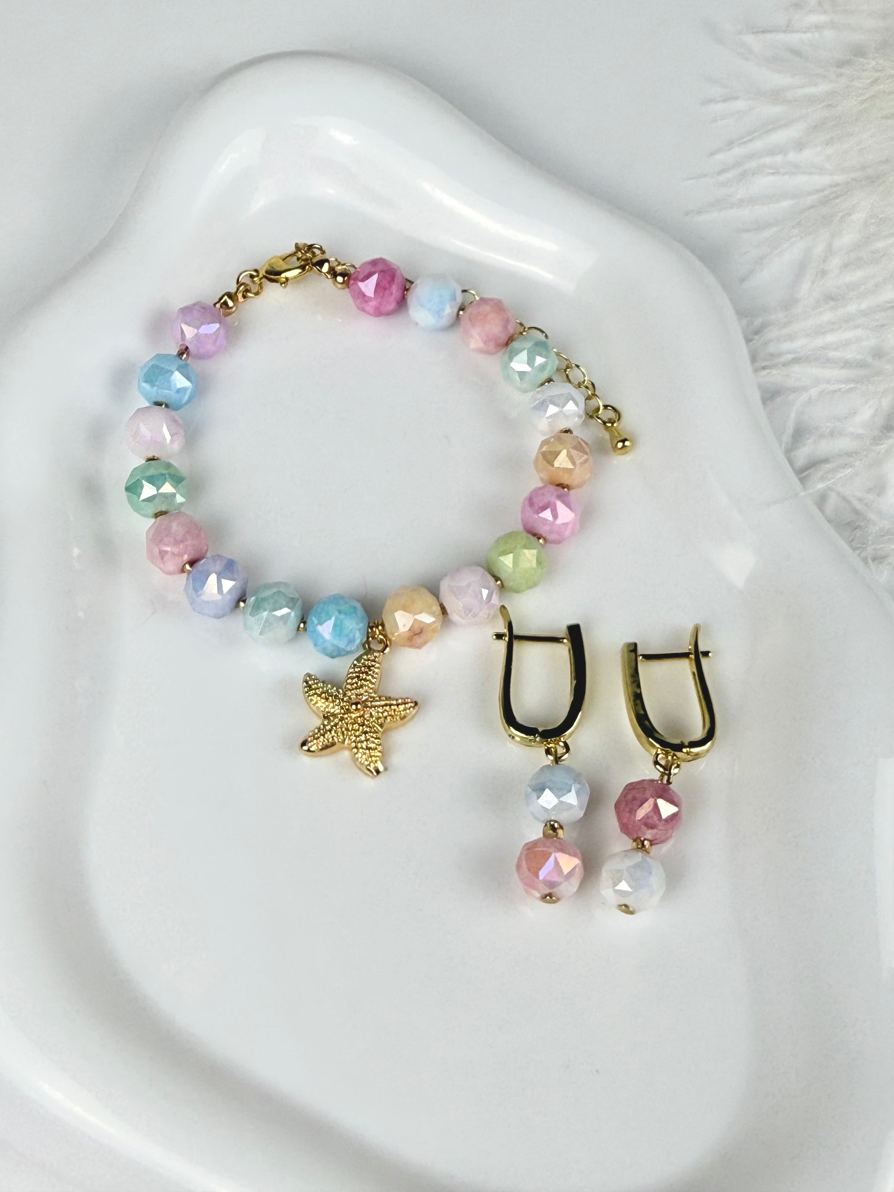 Colorful Round Glass Bead Earrings