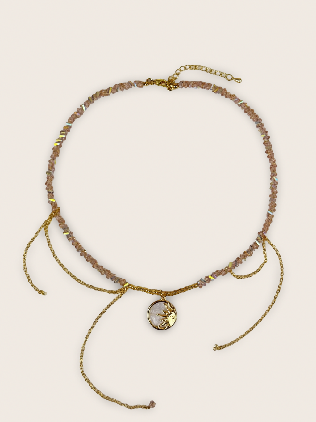 Blush Crystal Sun Pendant Choker