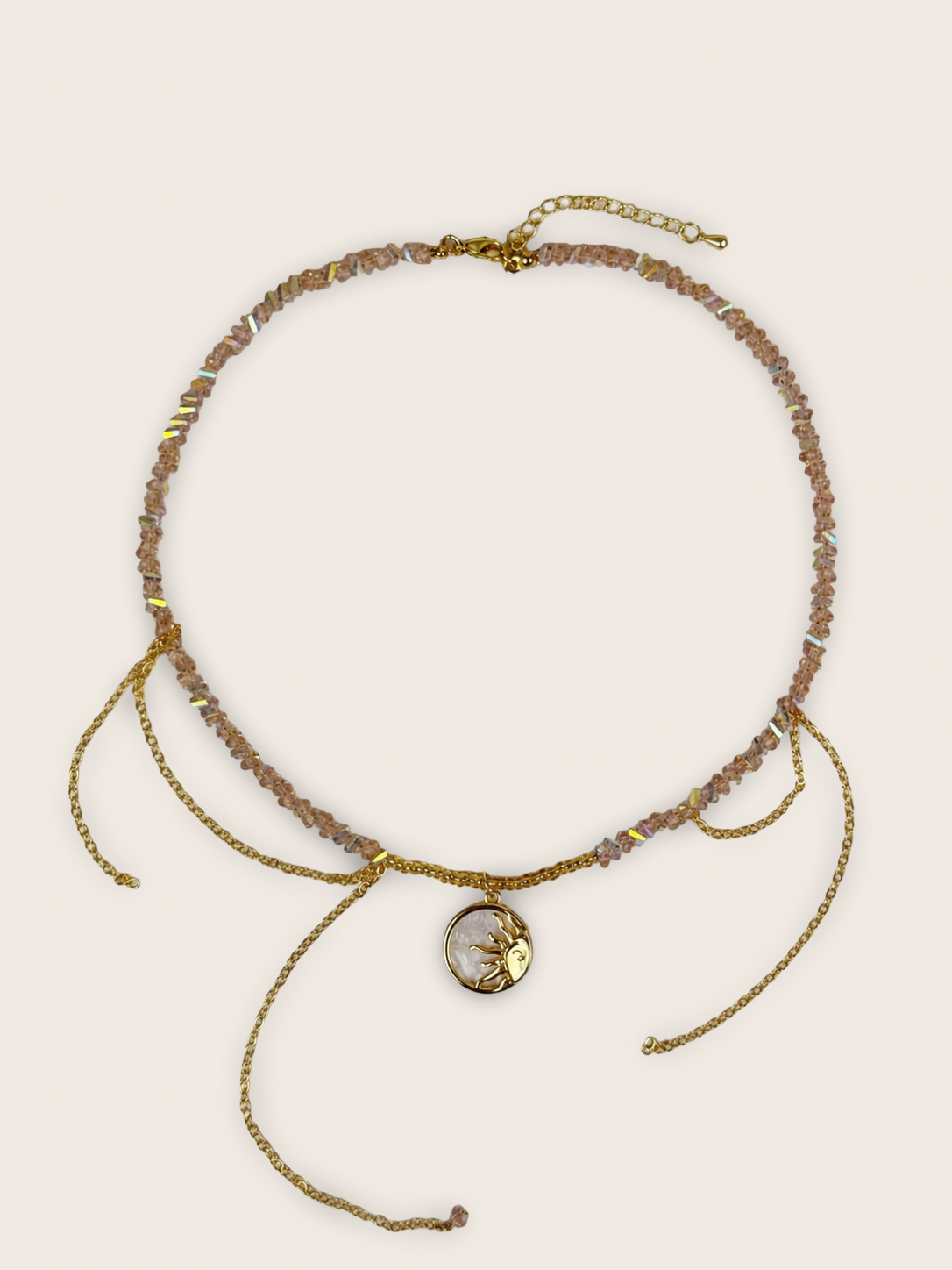 Blush Crystal Sun Pendant Choker