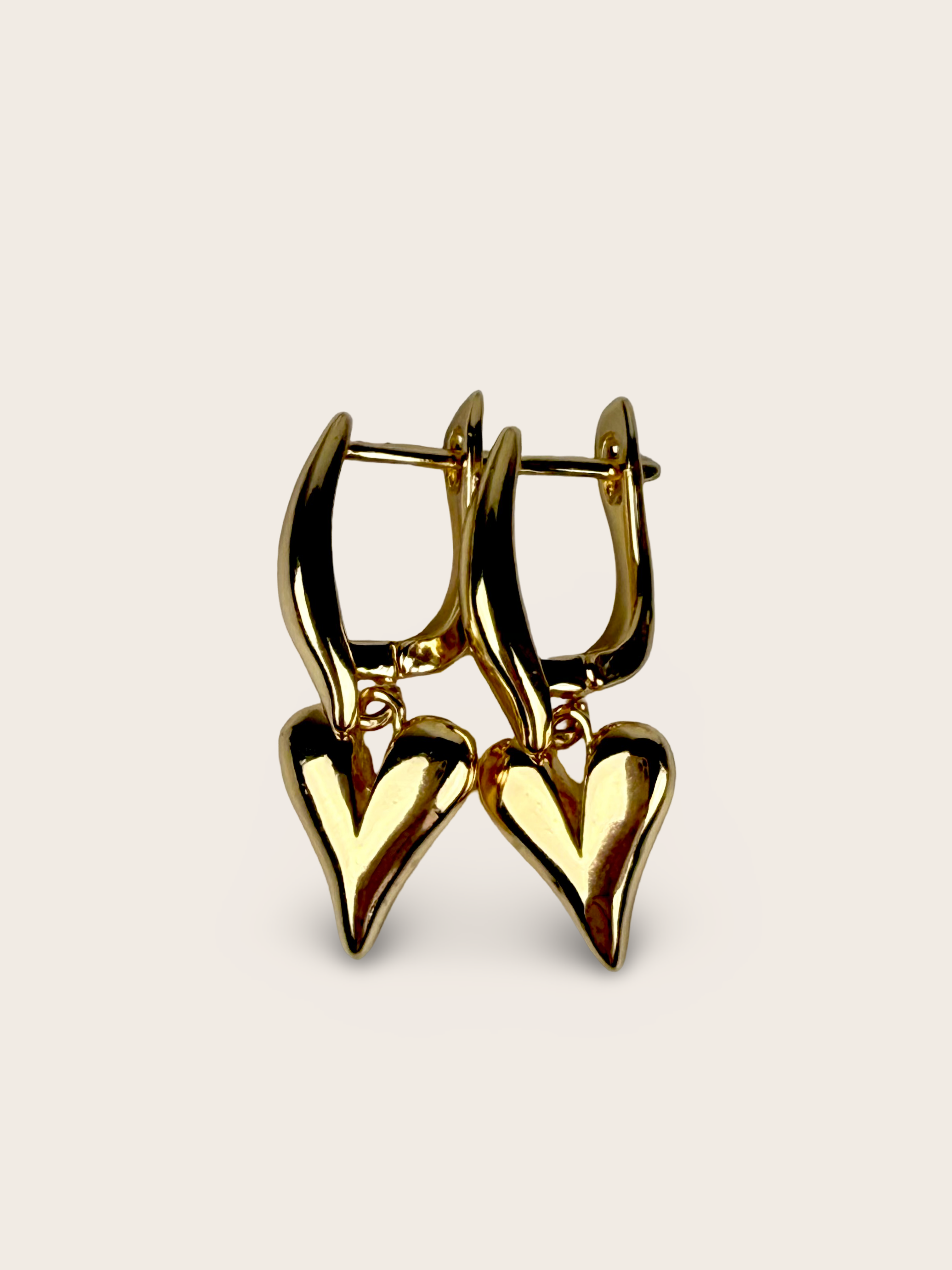 Gold Heart Charm Earrings