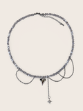Grey Crystal Heart Pendant Choker