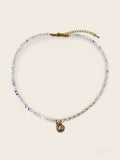 Pearl & Clear Glass Bead Choker with Ocean Shell Charm