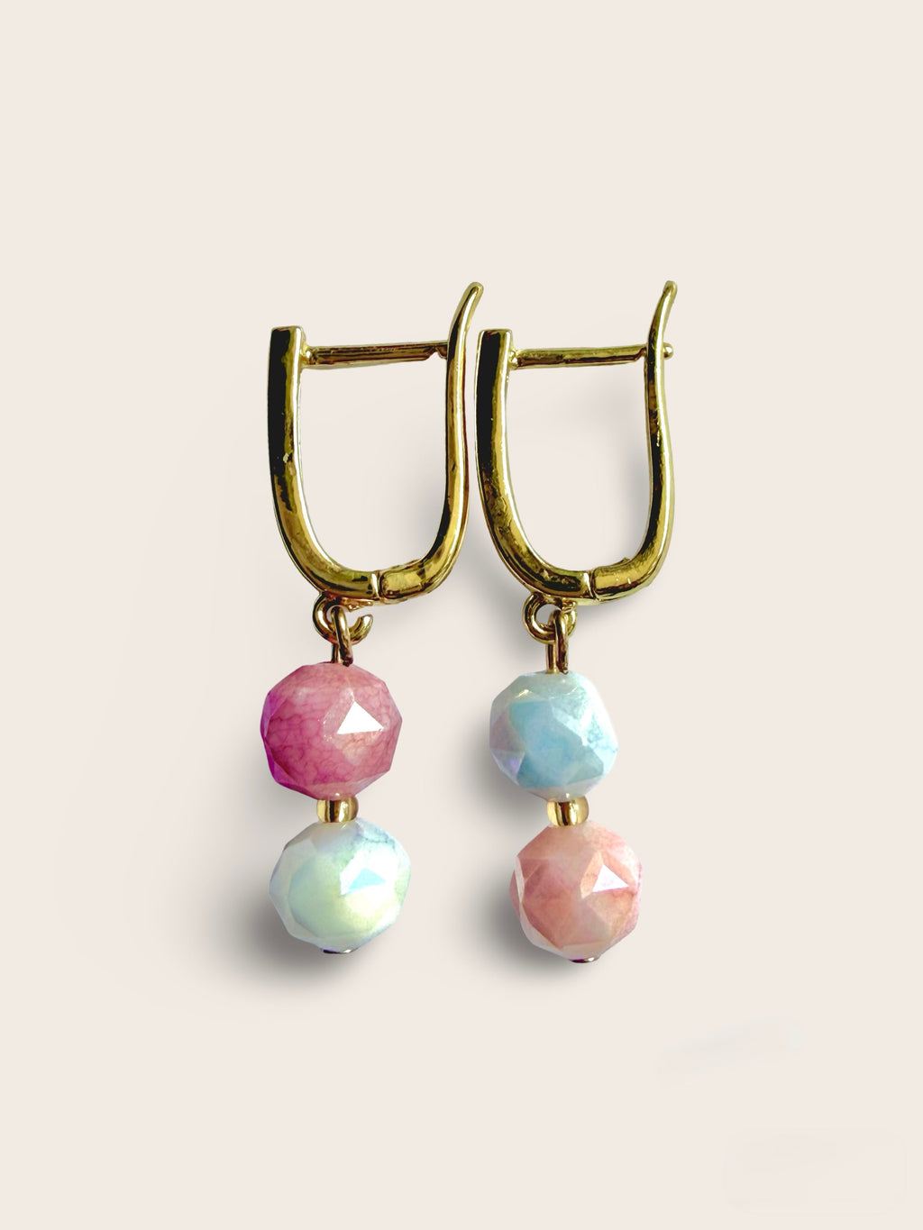 Colorful Round Glass Bead Earrings