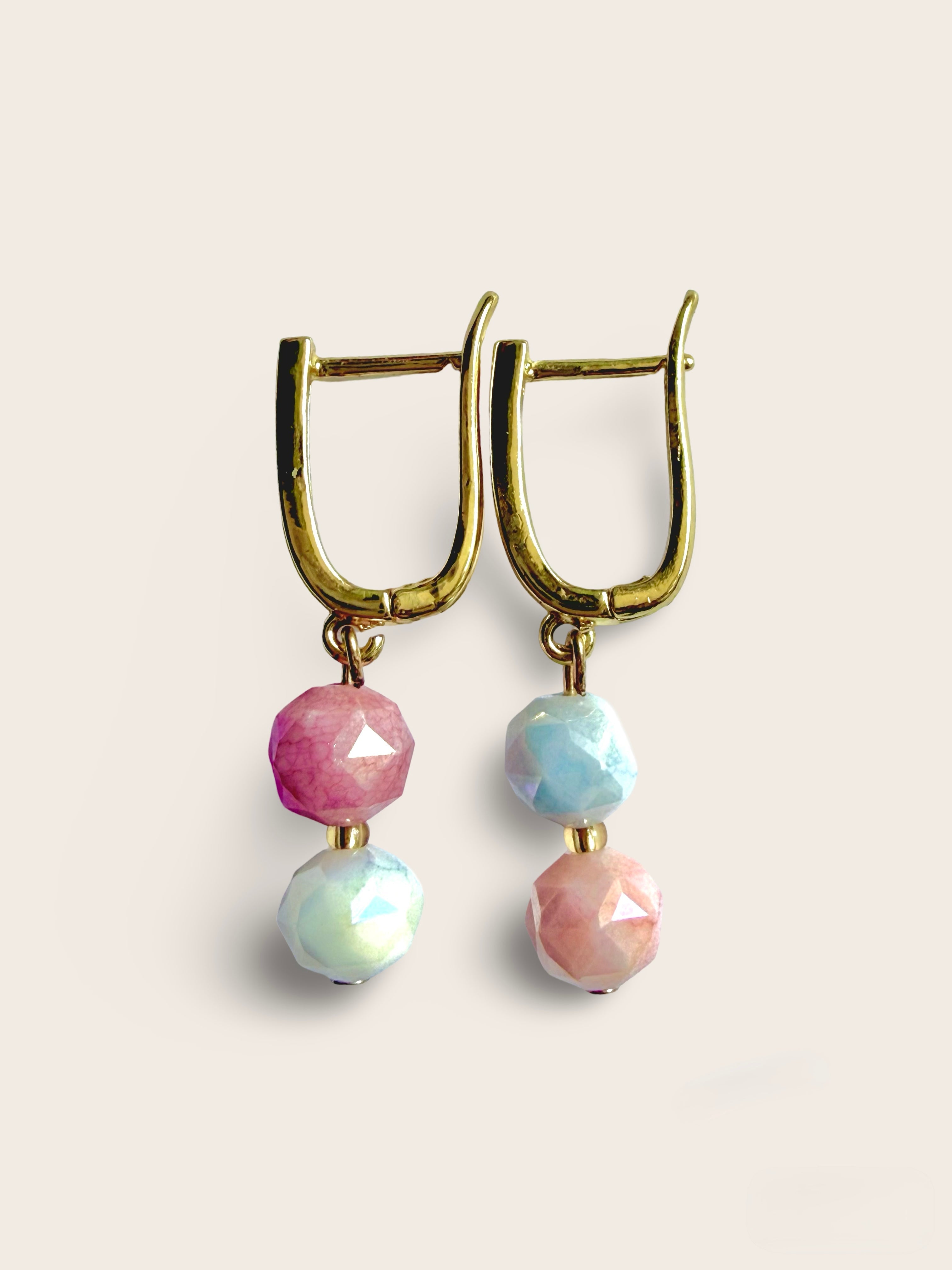 Colorful Round Glass Bead Earrings