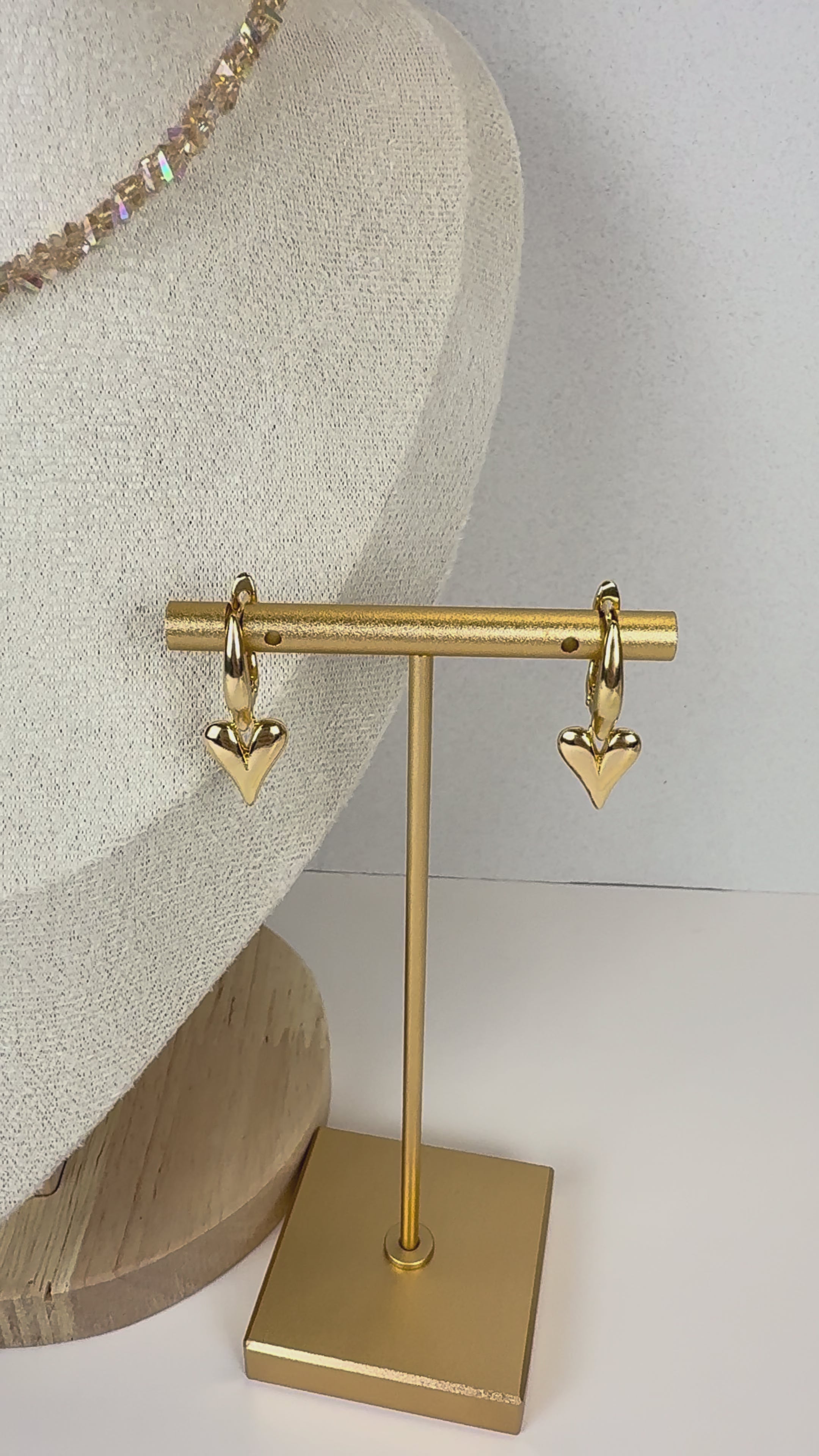 Gold Heart Charm Earrings